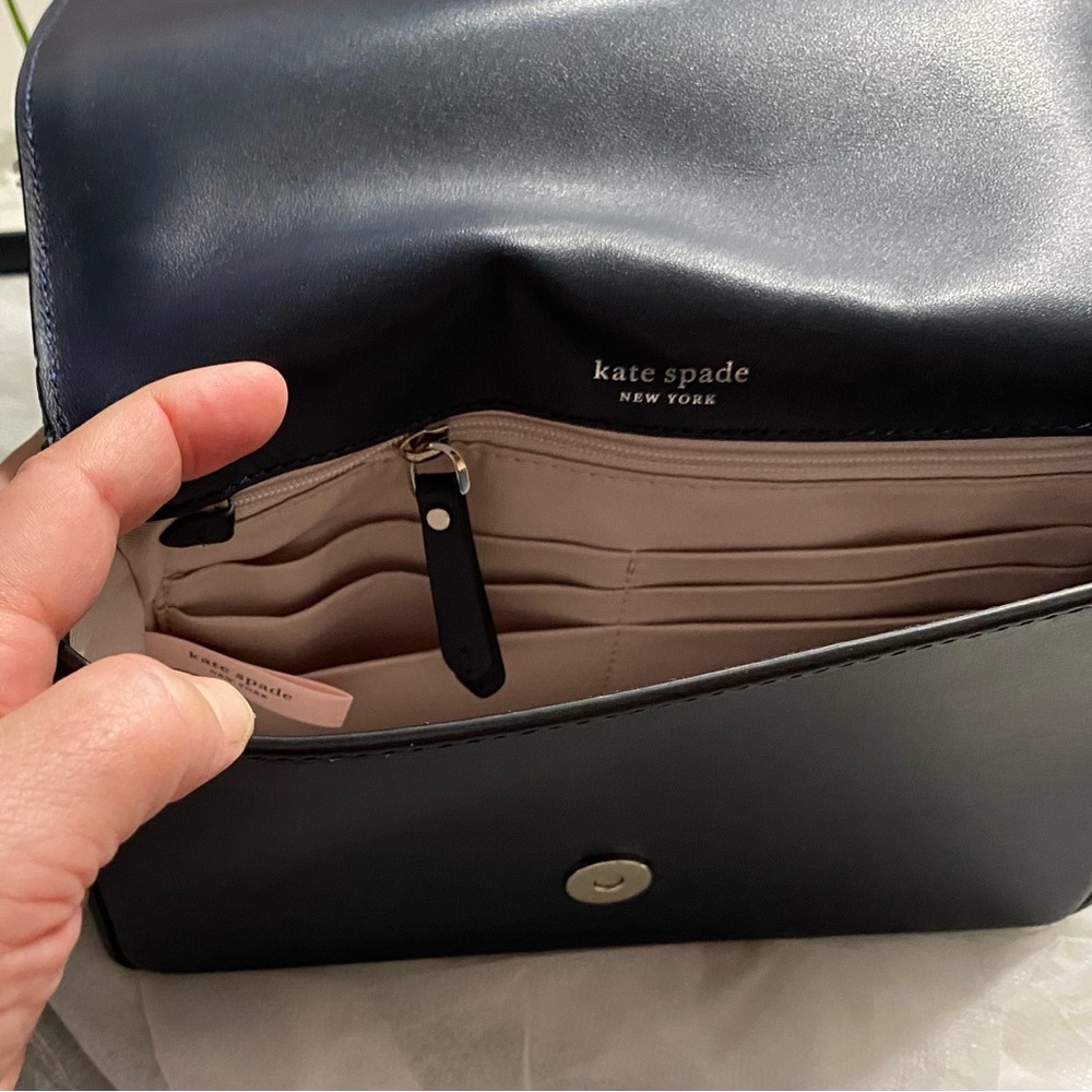Kate Spade Amelia Jeweled Blue Denim Crossbody Bag with Chain Strap. NWOT - Picture 5 of 9